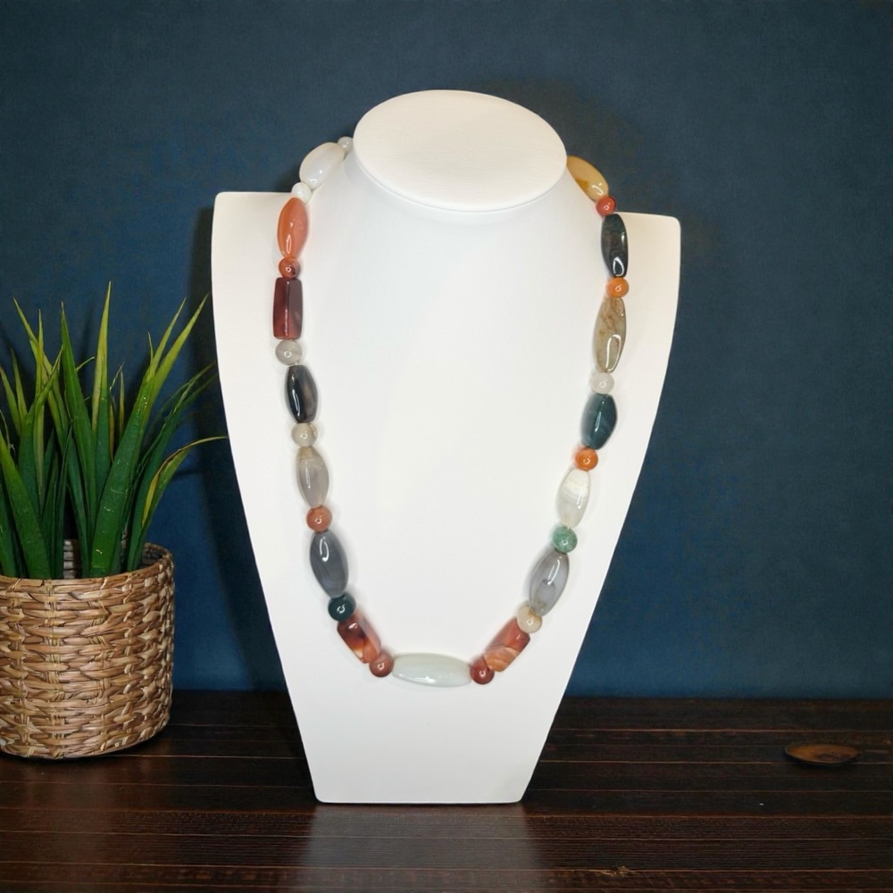 Multi-Color Agate Bead Necklace - Women Jewelry Necklaces
